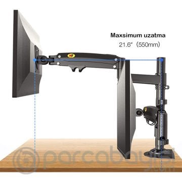 NB H180 Ergonomik Ayarlanabilir Çift Kol Amortisörlü Monitör Standı - Tutucu 22''-32''