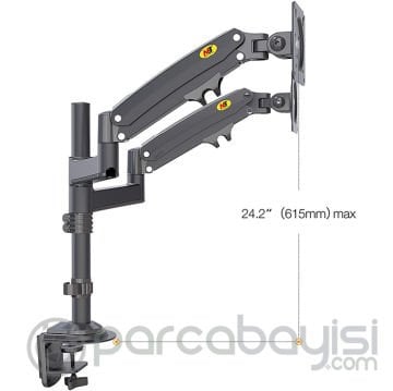 NB H180 Ergonomik Ayarlanabilir Çift Kol Amortisörlü Monitör Standı - Tutucu 22''-32''