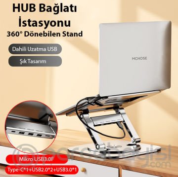ALLY MC LS928HUB 4in1 Masaüstü 360° Dönebilen Laptop Standı Hub​