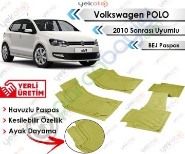 Volkswagen Polo 2010 Sonrası Uyumlu Havuzlu Kesilebilir Üniversal Bej Paspas