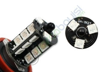 H11 Rgb 7 Renk Uzaktan Kumandalı Çakarlı 27Led Sis Ve Gündüz Farı 2 Adet