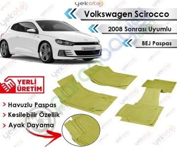 Volkswagen Scirocco Uyumlu Havuzlu Kesilebilir Üniversal Bej Paspas