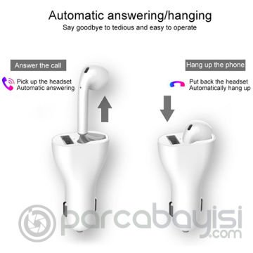 Ally 2in1 Arada Araç Şarj Adaptörü+ Bluetooth Kulaklık Headset