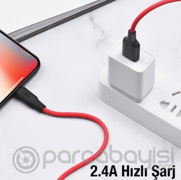 HOCO X21 Plus USB to iPhone Lightning Silikon Hızlı Şarj ve Data Kablosu