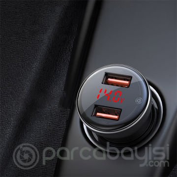 Baseus 45W Hızlı Araç Şarj Dijital gösterge Dual Usb Hızlı Araç Şarj