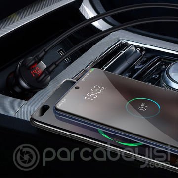 Baseus 45W Hızlı Araç Şarj Dijital gösterge Dual Usb Hızlı Araç Şarj
