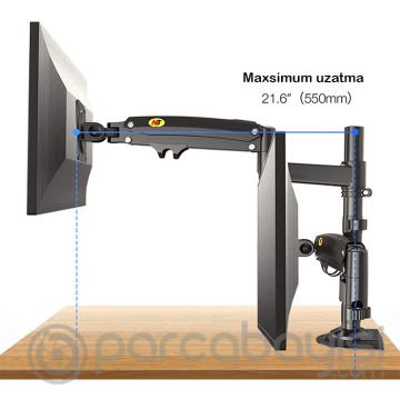 NB H180 Ergonomik Ayarlanabilir Çift Kol Amortisörlü Monitör Standı - Tutucu 22''-32''
