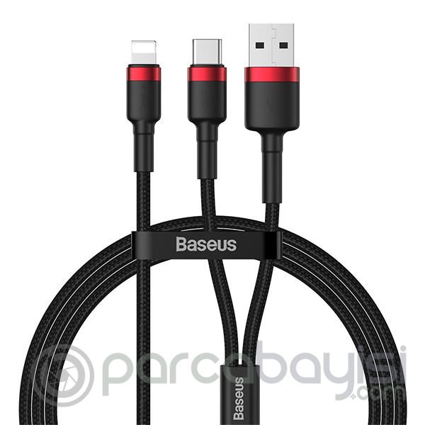 Baseus Cafule 2in1 Type C PD,Hızlı Şarj+iPhone Hızlı USB Şarj Kablosu