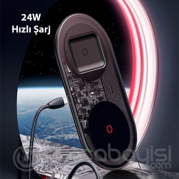 Baseus Simple 24W Qi 2in 1 iPhone + Airpods Kablosuz Şarj Cihazı