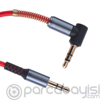 Ally Spiral Eğik Başlı Araç Ses Aktarım Kablosu Aux Kablo 1mm