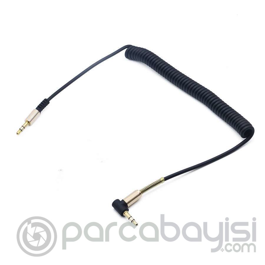 Ally Spiral Eğik Başlı Araç Ses Aktarım Kablosu Aux Kablo 1mm