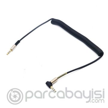 Ally Spiral Eğik Başlı Araç Ses Aktarım Kablosu Aux Kablo 1mm