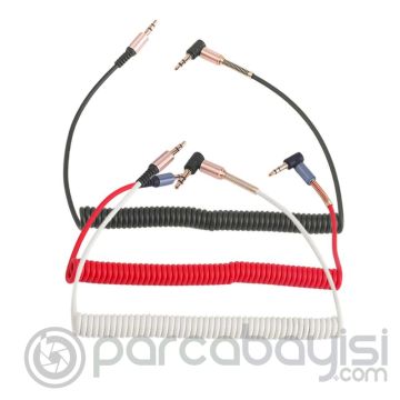 Ally Spiral Eğik Başlı Araç Ses Aktarım Kablosu Aux Kablo 1mm