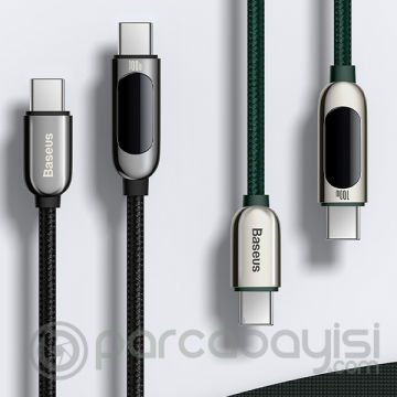 Baseus Display Type-C to Type-C 100W Hızlı Şarj Veri Kablosu 1m