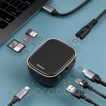 Baseus 6in1 USB Type C Çok Fonksiyonlu HUB, B 3.0,RJ45,HDMI,SD,micro SD)  60W