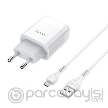Hoco C73A Çift USB Girişli Hızlı Şarj Adaptörü ve Hızlı Micro Şarj Kablosu 1M