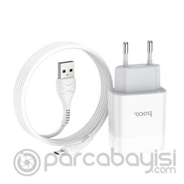 Hoco C73A Çift USB Girişli Hızlı Şarj Adaptörü ve Hızlı Micro Şarj Kablosu 1M