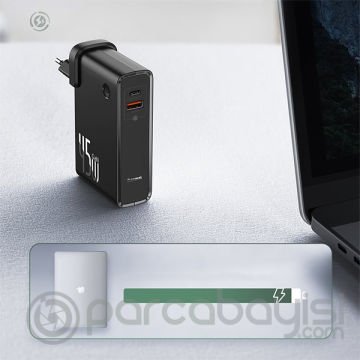 BASEUS GaN 2 in1 45W Hızlı Şarj Power Bank & Şarj Aleti C+U 10000mAh 45W
