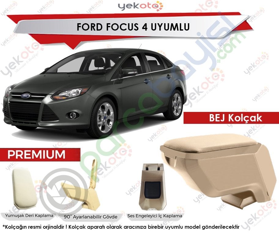 Ford Focus 4 Uyumlu Bej Kolçak Kol Dayama Ultra Kaliteli
