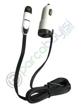 Telefon Şarj Kablosu İphone Ve Micro Usb 2'Li Şarj Kablosu + Çakmaklık Seti Beyaz