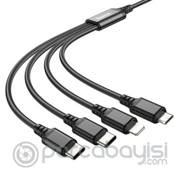 Hoco X76 4in1 Çift Type-C + Lightning + Micro Usb Şarj ve Data Kablosu 1M