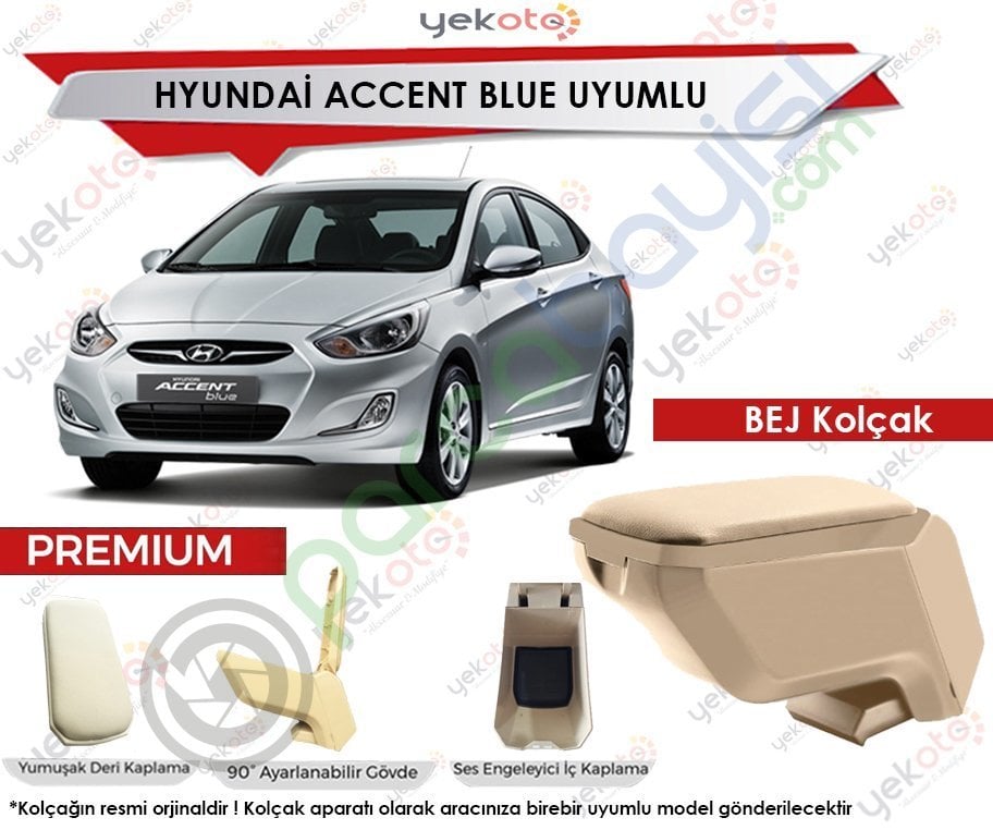 Hyundai Accent Blue Uyumlu Bej Kolçak Kol Dayama Ultra Kaliteli