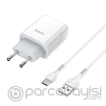 Hoco C73A Çift USB Girişli Hızlı Şarj Adaptörü ve Hızlı Type-C Şarj Kablosu 1M