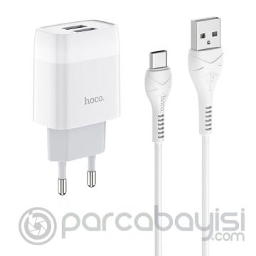 Hoco C73A Çift USB Girişli Hızlı Şarj Adaptörü ve Hızlı Type-C Şarj Kablosu 1M