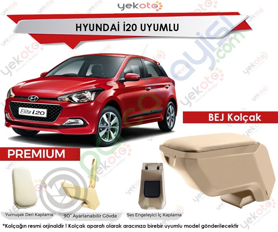 Hyundai İ20 Uyumlu Bej Kolçak Kol Dayama Ultra Kaliteli