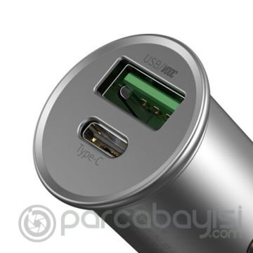 Baseus Circular Metal A+C 30W PPS Hızlı Araç Şarjı (Support VOOC)