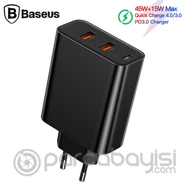Baseus PPS three output 4.0 3.0 Hızlı Şarj(C+U+U)60W Şarj Aleti Başlık
