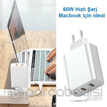 Baseus PPS three output 4.0 3.0 Hızlı Şarj(C+U+U)60W Şarj Aleti Başlık