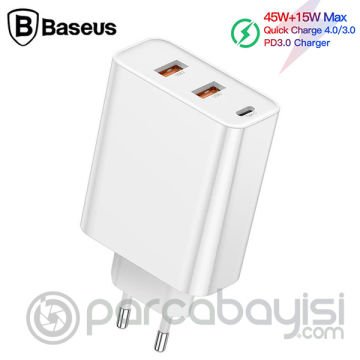 Baseus PPS three output 4.0 3.0 Hızlı Şarj(C+U+U)60W Şarj Aleti Başlık
