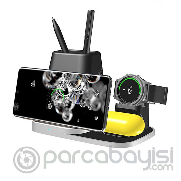 ALLY 4İN1 Kablosuz Şarj Cihazı Galaxy Watch-Buds Kulaklık S20,S21 İP11-12 Wireless Şarj Kalemlik