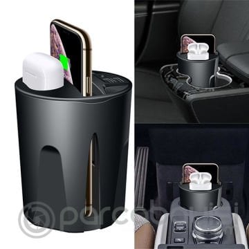 ALLY X9A Cup Araç İçin İPhone 11-12 Kablosuz Şarj Cihazı Airpods Şarj 2 Usb