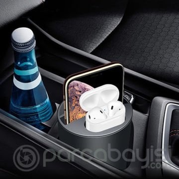 ALLY X9A Cup Araç İçin İPhone 11-12 Kablosuz Şarj Cihazı Airpods Şarj 2 Usb