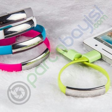 Usb Bileklik Android Samsung Data Ve Şarj Kablosu Usb Araç Çakmaklık 2 Li Set