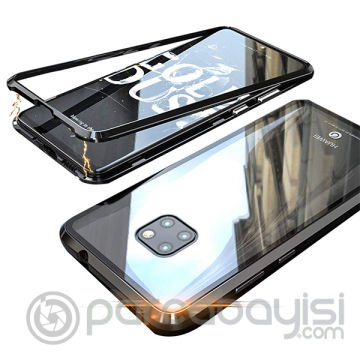 Huawei Mate 20 Pro Mıknatıslı 360 Koruma Arkası Cam Metal Frame Kılıf