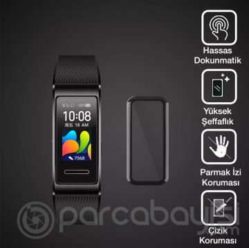 Huawei Band 4 3D Kavisli PC+PMMA PET Ekran Koruyucu Film