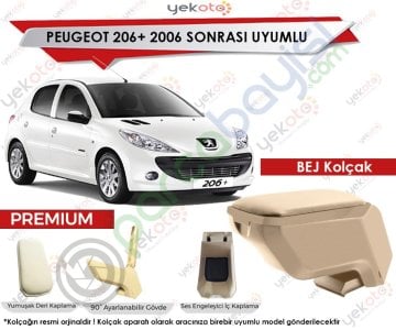Peugeot 206+ 2006 Sonrası Uyumlu Bej Kolçak Kol Dayama Ultra Kaliteli