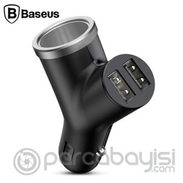 Baseus Y type Çift USB+Araba Çakmaklık Şarj Cihazı