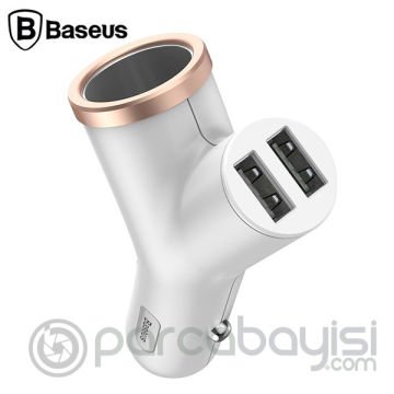 Baseus Y type Çift USB+Araba Çakmaklık Şarj Cihazı
