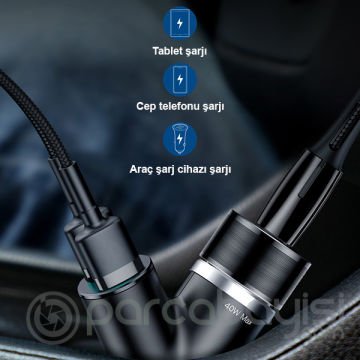 Baseus Y type Çift USB+Araba Çakmaklık Şarj Cihazı