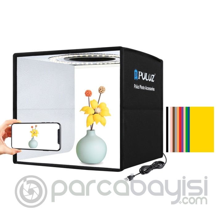 PULUZ 25cm Taşınabilir 97 CRI Işıklı Ürün Fotoğraf Çekim Çadırı Stüdyo