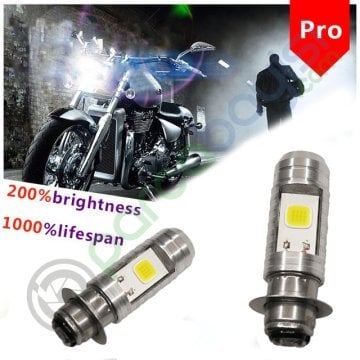 Motosiklet P15D Bosh Tipi Kısa-Uzun Hüzmeli Led Ampül Düz