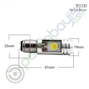 Motosiklet P15D Bosh Tipi Kısa-Uzun Hüzmeli Led Ampül Düz