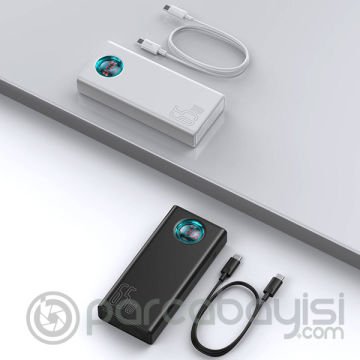 Baseus Amblight 65W Hızlı Şarj Powerbank 30000mAh Dijital Göstergeli Powerbank
