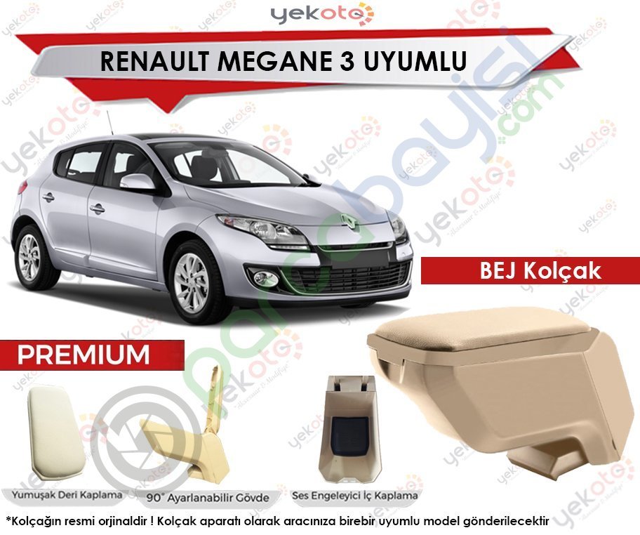 Renault Megane 3 Uyumlu Bej Kolçak Kol Dayama Ultra Kaliteli
