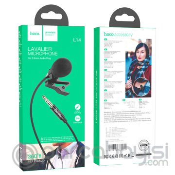 HOCO L14 3.5mm Jack Kablolu Profesyonel Yayıncı Yaka Mikrofonu 2mt
