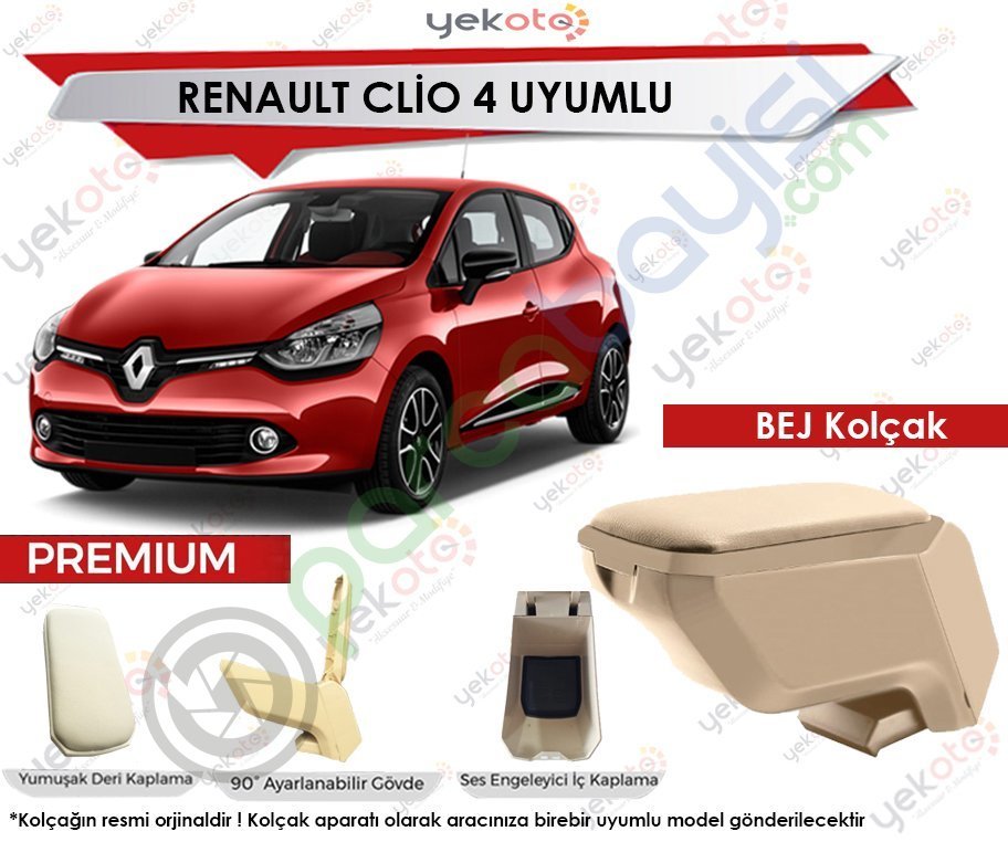Renault Clio 4 Uyumlu Bej Kolçak Kol Dayama Ultra Kaliteli